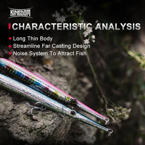 Isca Pencil Kingdom Long Casting – Flutuante/Afundante, Vários Tamanhos e Pesos