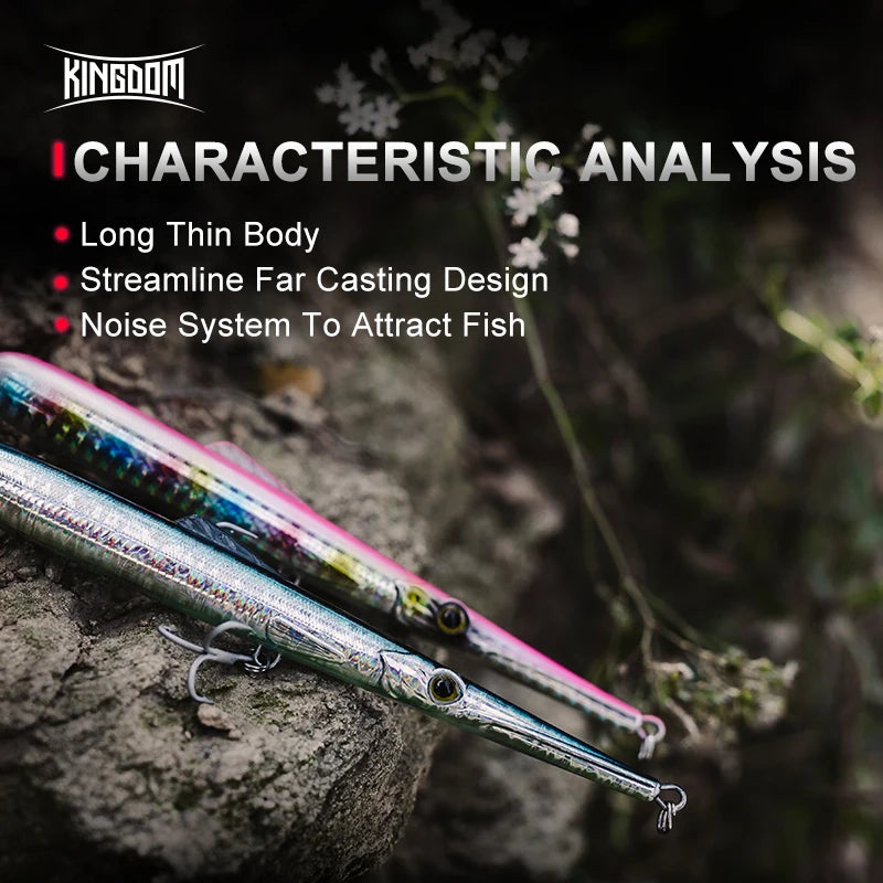 Isca Pencil Kingdom Long Casting – Flutuante/Afundante, Vários Tamanhos e Pesos