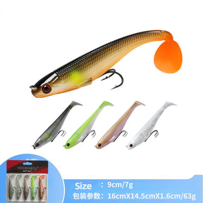 Kit 4 a 6 Iscas Soft 7g a 20g com Jig Head e Cauda em T