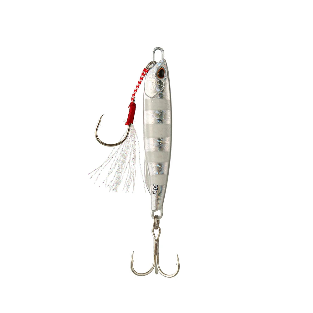 Isca Metálica Jig Spoon 10g a 50g – Arremesso de Praia e Jigging, Ideal para Robalo e Pesca no Mar