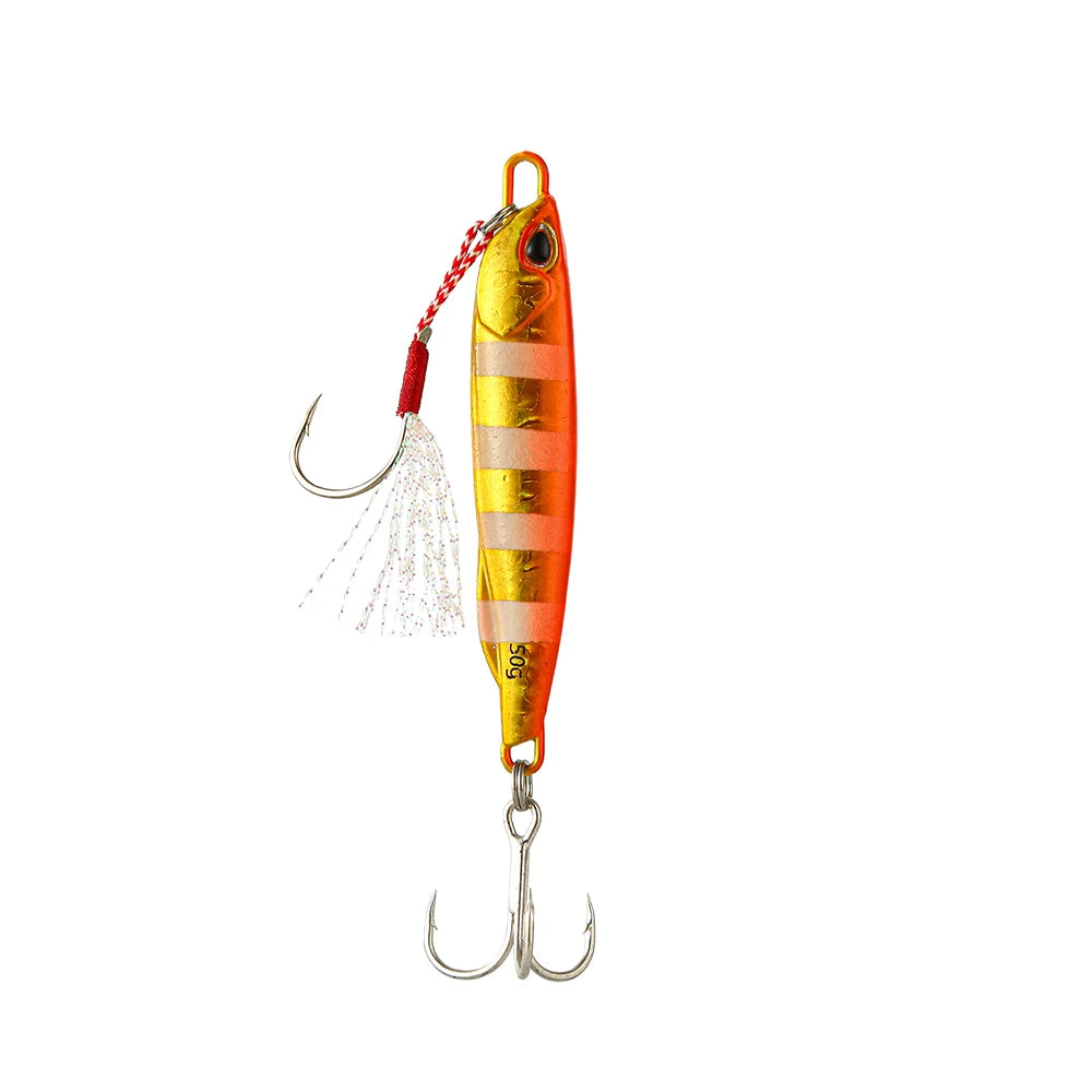 Isca Metálica Jig Spoon 10g a 50g – Arremesso de Praia e Jigging, Ideal para Robalo e Pesca no Mar