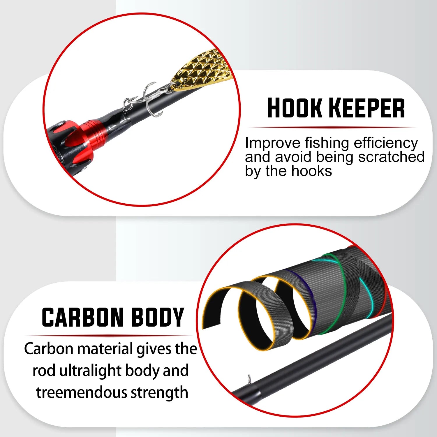 Vara de Pesca Sougayilang Casting/Spinning 2,1m – Fibra de Carbono Ultralight, 4 Partes, Cabo EVA, Isca 0,8-5g