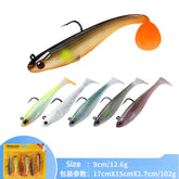 Kit 4 a 6 Iscas Soft 7g a 20g com Jig Head e Cauda em T