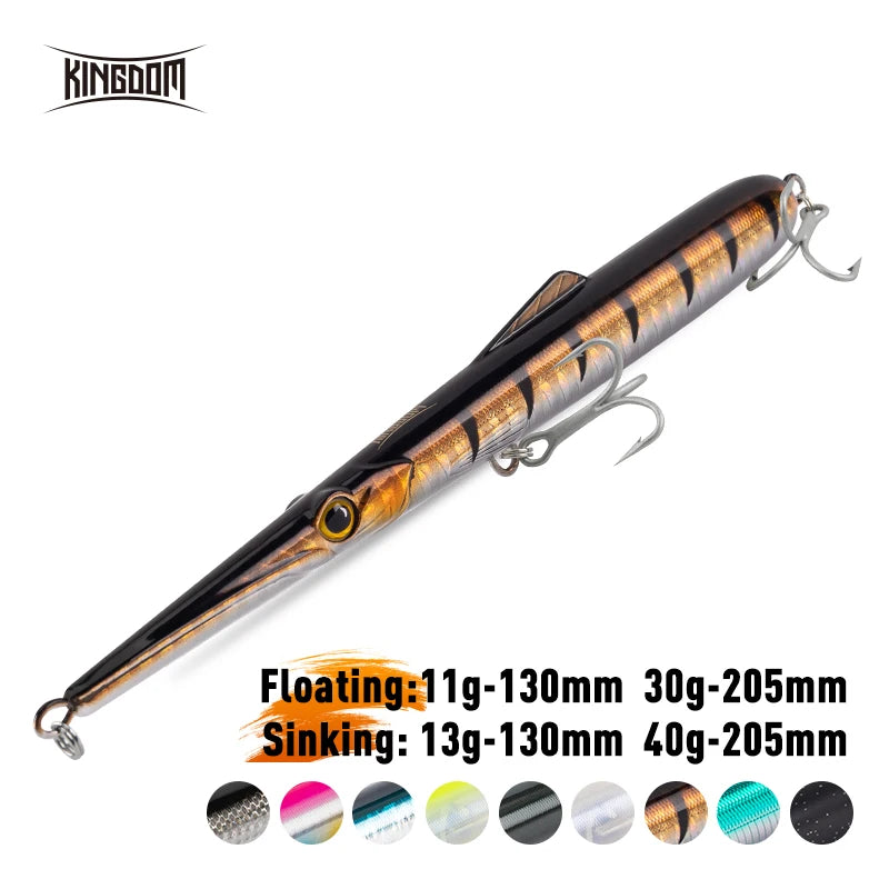 Isca Pencil Kingdom Long Casting – Flutuante/Afundante, Vários Tamanhos e Pesos