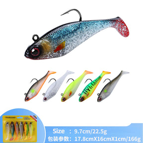 Kit 4 a 6 Iscas Soft 7g a 20g com Jig Head e Cauda em T